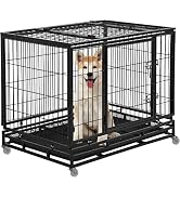 FDW Dog Crate Dog Cage Dog Kennel for Large Dogs Heavy Duty 48 Inches Pet Playpen for Training In...