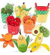 hahaland Baby Sensory Toys - 16 PCS My First Fruit Vegetable Color Sorting Play Food with Crinkle...