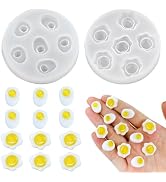 2Pcs Cute Tiny Fried Eggs Resin Silicone Molds Micro Dollhouse Food Epoxy Casting Mold for DIY Re...