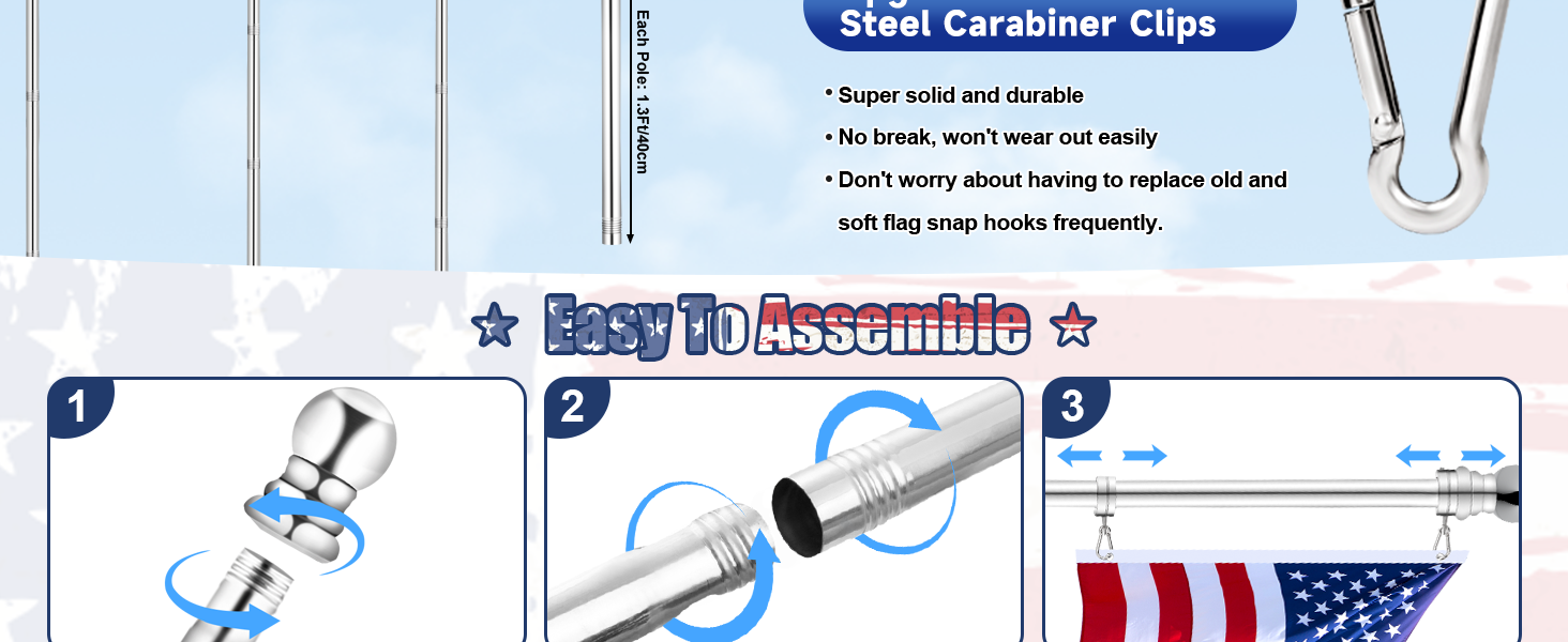 360° Rotating Silver Metal Flagpole Rings
