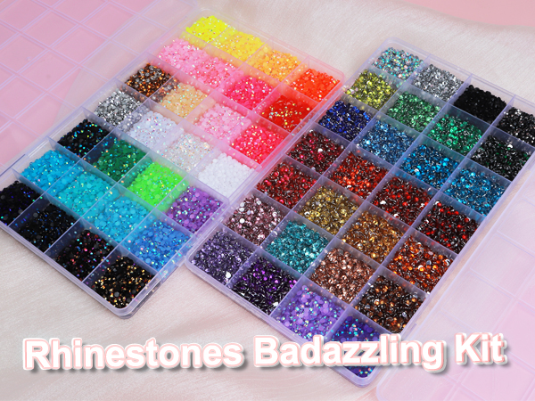 2 Boxes Rhinestones for Bedazzling Kit, 56 Colors 3MM Resin Flatback Gems
