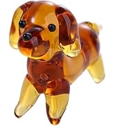 Wentoenapp Brown Mini Dog Art Blown Glass, Crystal Cute Dog Figurine, Glass Ornament Statue Anima...