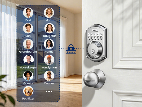 Keypad door lock with 20 user codes for family members, guests and neighbors, easy to manage