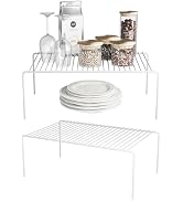 DPZM Medium(13 x 9.4 inch)White Cabinet Storage Shelf Rack Set of 2, Rustproof Metal Wire Kitchen...