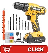 PULITUO Cordless Drill Set - 20V Electric Power Drill with Battery and Charger, 30N.m and 21+1 To...