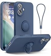 ABITKU for iPhone 17 Case 6.3'', Ring Stand Silicone Slim Design (with Wrist Strap), Magnetic Car...