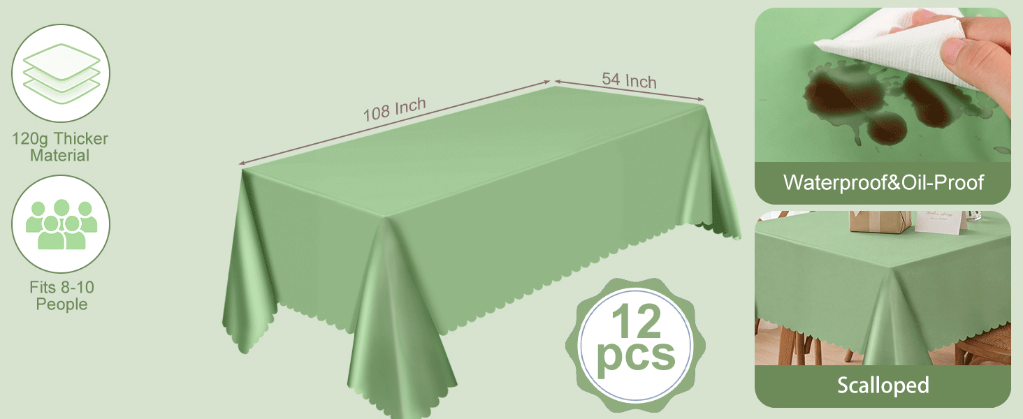 sage green plastic tablecloth