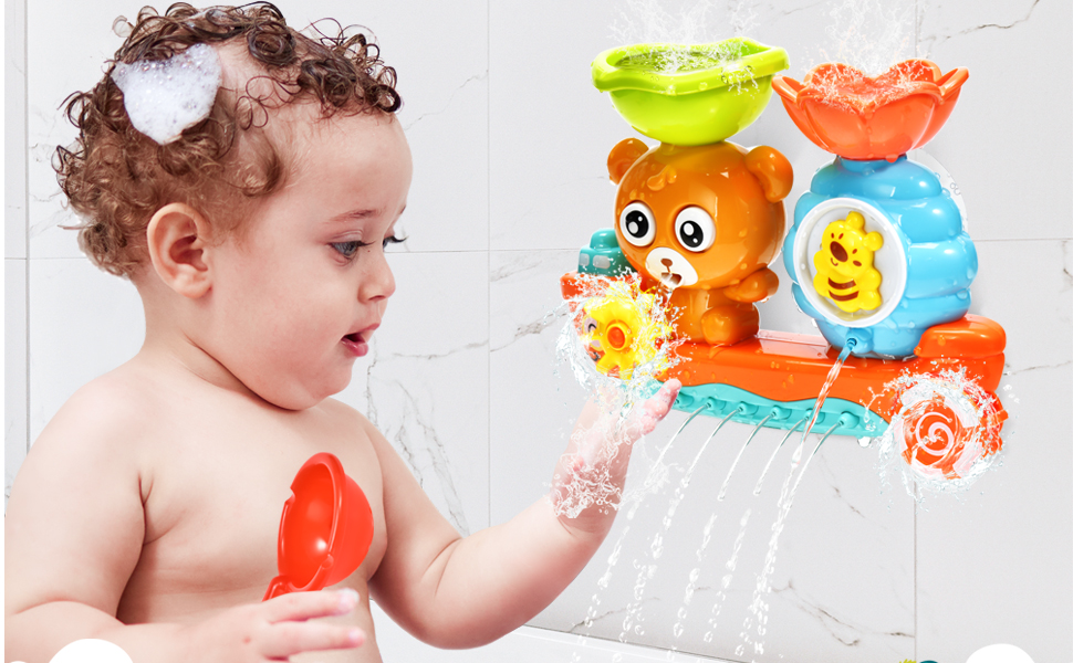 Bath Toy Bathtub Toys - Fill and Spin Waterfall Bath Toys with Two Cups - to 1 2 3 4 Years Kids