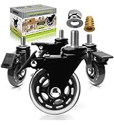 Slipstick CB693 Premium 3 Inch Rubber Caster Wheels with Brake (4 Pack) Replacement Rollerblade S...