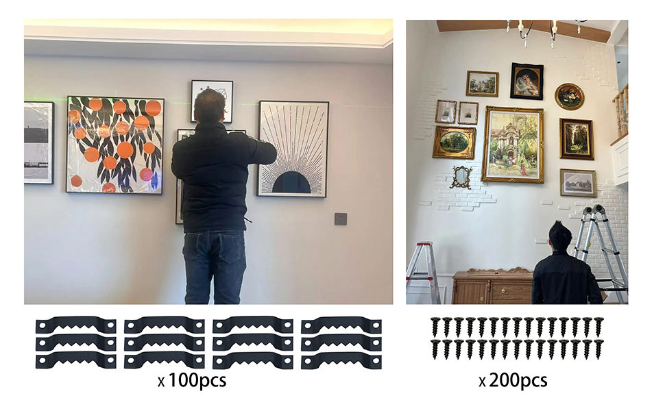 Heavy Duty Sawtooth Picture Hangers with 200 Screws Silver Small Sawtooth Hangers for Picture Frames