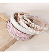 Sunolga 8 Pack Pink Headbands for Women Girls Non Slip Floral Padded Hairbands Cute Pearl Head ba...