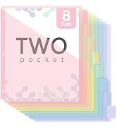 SKYDUE Pastel Binder Dividers with Tabs and Pockets - Soft Plastic Dividers for 3 Ring Binder, In...