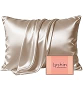 LYSHIN Silk Pillow Cases Standard Size with Hidden Zipper, Champagne | 19 Momme Mulberry Silk Pil...