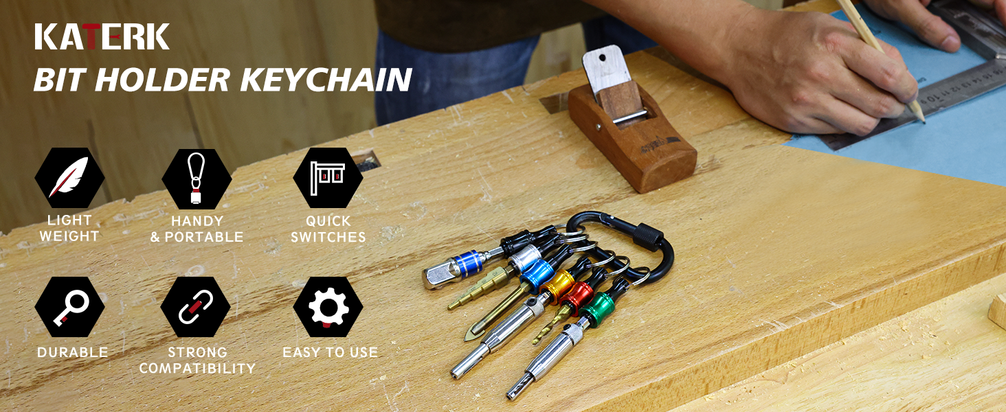1/4 inch hex bit holder keychain - quick release driver bit organizer for impact driver & drill