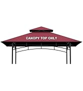 Grill Gazebo Replacement Canopy Top Only - 5' x 8' Outdoor BBQ Gazebo Canopy Roof, Waterproof Dou...