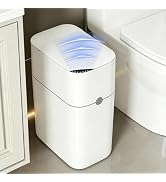 Gleynest Automatic Bathroom Trash Can, 3 Gallon Slim Small Kitchen Trash Can with Lid, Auto Bag A...