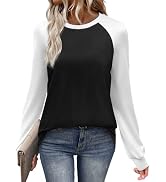 WIHOLL Long Sleeve Shirts for Women Color Block Raglan Tops Casual Crewneck Basic Tees Fall Cloth...