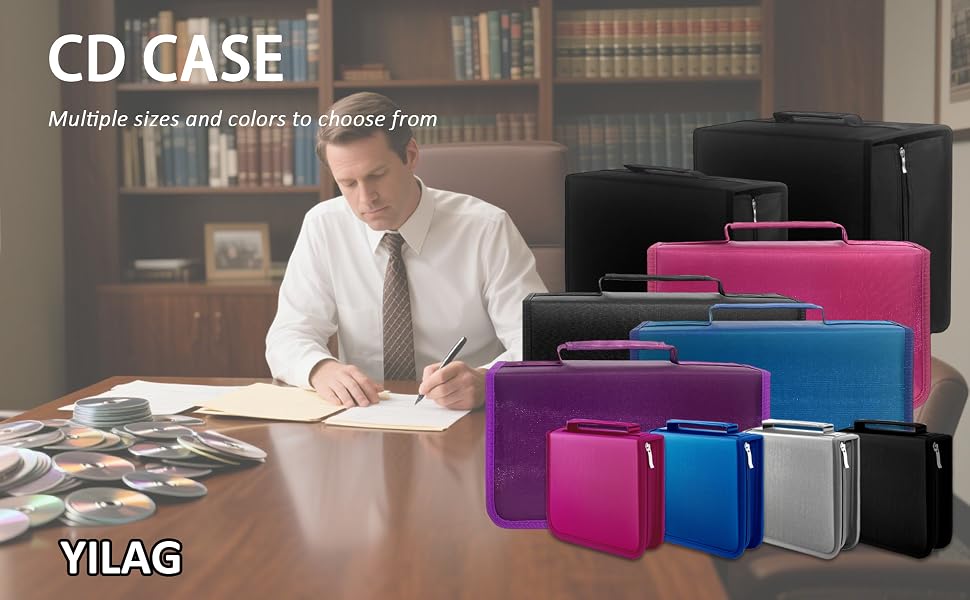 YILAG DVD Case CD Storage,40 Capacity CD Cases Holder DVD Storage Case Holders Wallet Binder