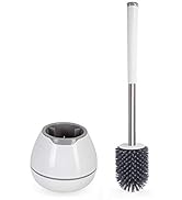 BOOMJOY Toilet Brush and Holder Set, Silicone Bristles Bathroom Cleaning Bowl Brush Kit with Twee...