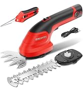 EZUVITA 2 in 1 8V Hedge Trimmer Cordless, Red | 2000mAh Removable Battery, Grass Cutter, 2 Interc...