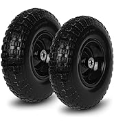 Taifa 2 PCS 13 Inch Rubber Solid Flat Free Replacement Tires and Wheels 4.00-6 with 5/8'' Axle Bo...
