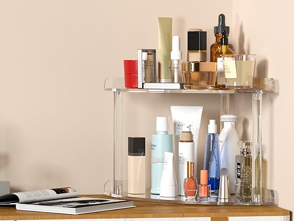 Acrylic Corner Organizer Shelf for Vanity