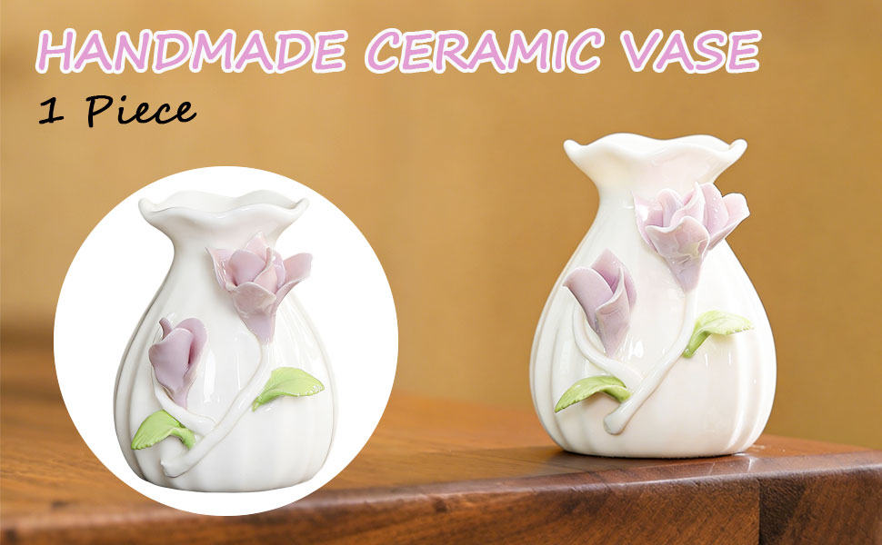 vintage ceramic vase with hand pinched flowers aesthetic 3D flower porcelain vase home decor
