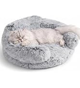 EHEYCIGA Calming Donut Small Dog Beds for Puppy & Indoor Cats 23x23 in | Fluffy Round Cat Bed wit...