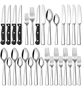 Stapava 24-Piece Silverware Set with Steak Knives, Food-Grade Stainless Steel Flatware Set for 4 ...