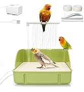 Automatic Parakeet Bird Bath with Pump, Large Bird Shower Fountain Indoor Bathtub with Running Wa...