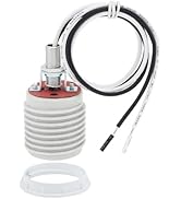 RTNLIT E26 Light Socket with Aluminum Shade Ring, Ceramic Medium Base Standard Screw-in Threaded ...
