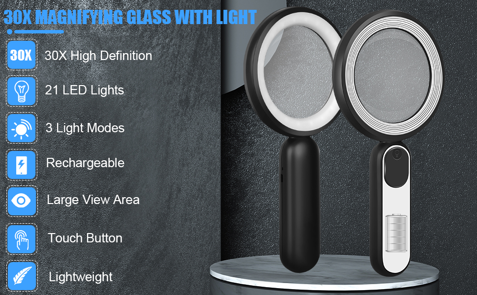 magnifying glass with light