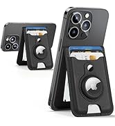 HiWe for Magsafe Wallet Stand with Airtag Holder, Strong Magnetic Card Holder for iPhone 15/14/13...