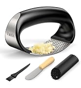 Vantic Garlic Press Rocker - Stainless Steel Garlic Crusher, Mincer and Chopper with Peeler & Scr...