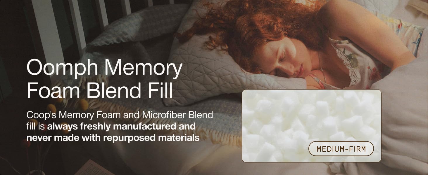 coop sleep goods oomph cool plus down alternative microfiber latex pillow fill medium soft firm fill