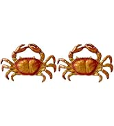 Pasiir Unique Crab Metal Cabinet Knobs, Set of 2, Hand-Painted Drawer Pulls with Mounting Screws,...