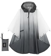 YOOTUKL Unisex Hooded Rain Poncho, Waterproof Raincoat Jacket with pocket for Adult, Rain Coat fo...