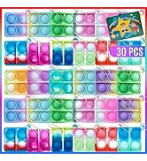 ONKULL 30 Pcs Pop Keychain Fidget Toys, Party Favors Pop Push Fidget Toys It Keychain for Kids P...