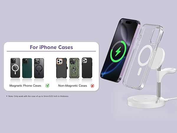 magsafe charger stand 3 in 1 charging station apple wireless iphone 16 15 14 13 12 watch airpods