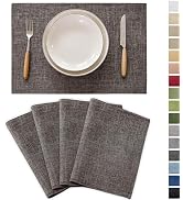 Demetex Placemats Table Mats Set of 4 Heat Resistant Washable Cloth Place Mats for Dining Table H...