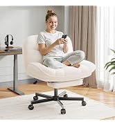 DurayLoly Cross Legged Office Chair with Foot Rest, 6.3" Thick Cushioned Criss Cross Chair with W...