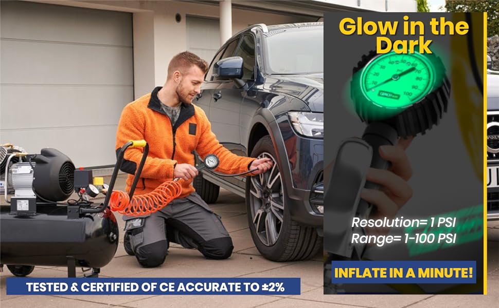 tire inflator with pressure gauge