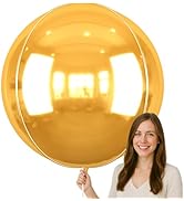 50 Inch Giant Gold Round Foil Balloons, 3Pcs Metallic Gold 4D Ball Balloons for Birthday New Year...