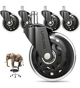 Lifelong Original Office Chair Wheels (As Seen On CNN) Replacement Rubber Chair Casters for Hardw...