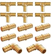 Hourleey Brass PEX Fittings Kit, 1/2