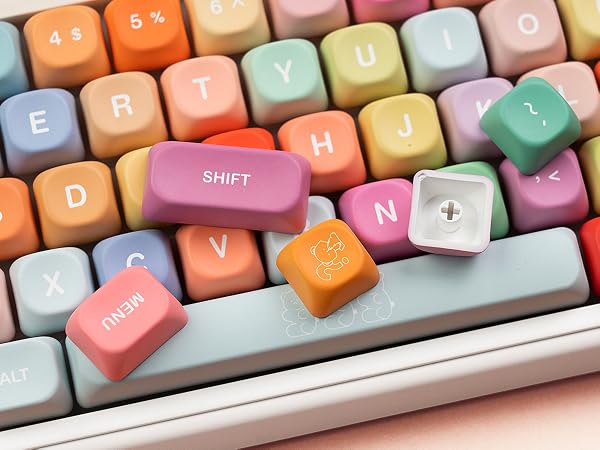 Cute Candy PBT Keycaps, Gunmy Bear MOA Keycaps Dye-Sublimation,Colorful Custom keycaps