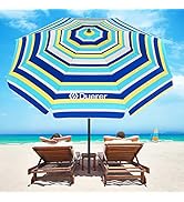Duerer Beach Umbrellas, 7.5FT Beach Umbrella for Sand with Anchor Heavy Duty Windproof, Height Ad...