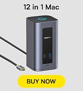 Baseus Nomos Air Mac 12 in 1 Docking Station, Dual Monitor Laptop Docking Station with 2K HDMI/DP...