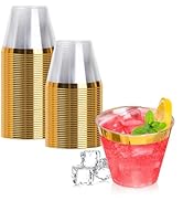 Goodluck 50PCS 9oz Gold Disposable Cups, Plastic Cups with Gold Rim, Cocktail Cups for Wedding, P...
