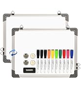 Lumspax Small Dry Erase Board for Wall, 16" x 12" Double-Sided Hanging Whiteboard, Dry Erase Whit...